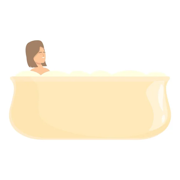 Female Relax Icon Cartoon Vector Warm Water Rest Home — Stock Vector