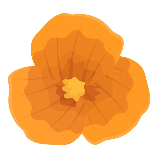 オレンジ色のパンジーの花のアイコン漫画のベクトル 花のビオラ コーナーワイルド — ストックベクタ