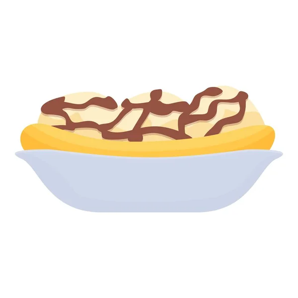 Dessert Banana Split Symbol Cartoon Vektor Lebensmittelcreme Vanillefrucht — Stockvektor
