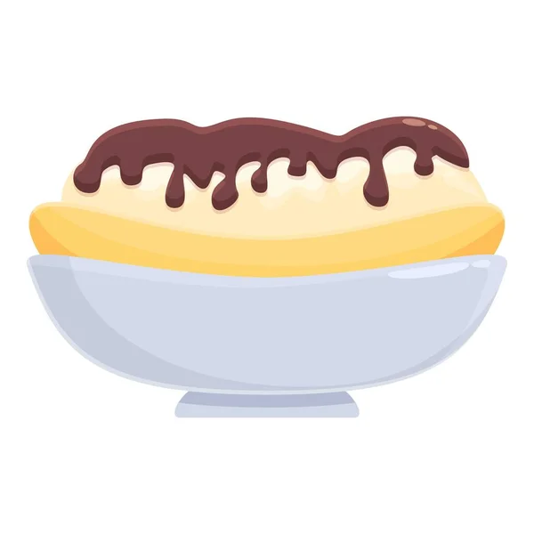 Παγωτό Σοκολάτα Εικονίδιο Κινουμένων Σχεδίων Διάνυσμα Μπανάνα Σπλιτ Σνακ Βανίλιας — Διανυσματικό Αρχείο