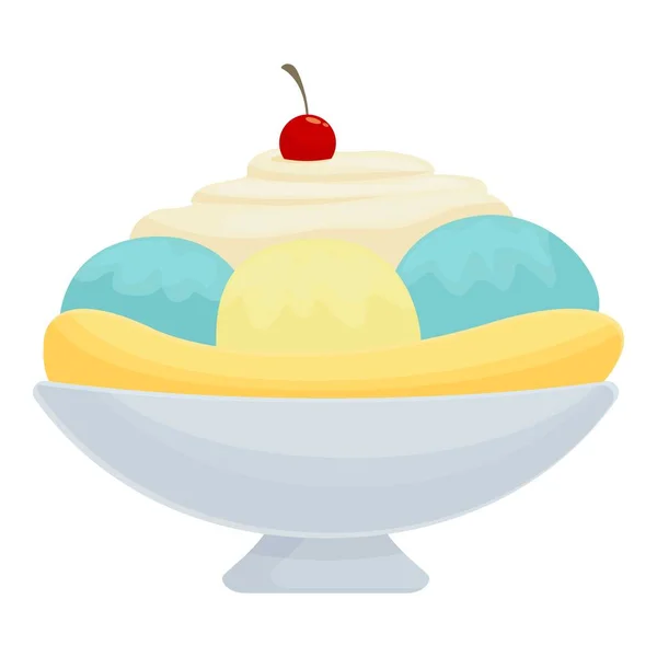 香草奶油香蕉图标动画病媒 樱桃食品 冰甜点 — 图库矢量图片