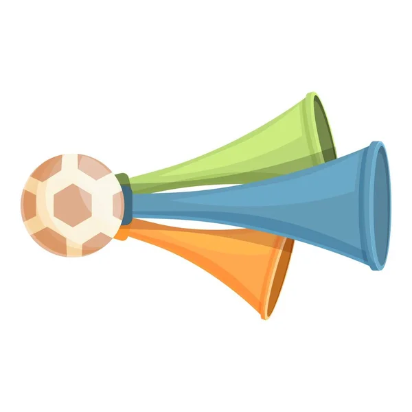 Vetor Desenho Animado Ícone Chifre Triplo Trombeta Futebol Ventoinha Vuvuzela — Vetor de Stock
