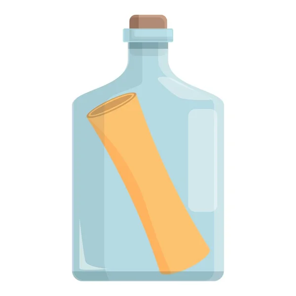 Gran Botella Icono Vector Dibujos Animados Mensaje Mar Papel Agua — Vector de stock