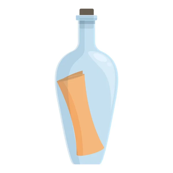 Bottiglia Mare Icona Vettore Cartone Animato Messaggio Della Lettera Bicchiere — Vettoriale Stock