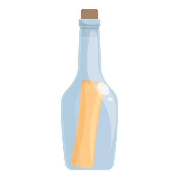 Sea Message Icon Cartoon Vector Water Bottle Glass Note — Stock Vector