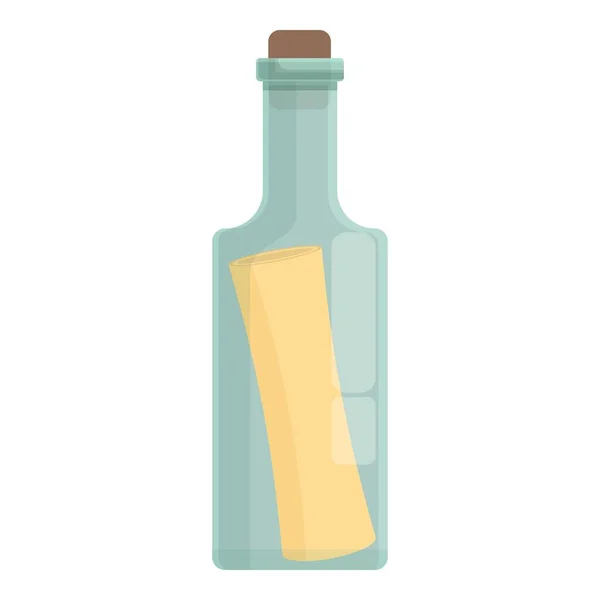 Mensaje Icono Botella Vector Dibujos Animados Letra Marina Vidrio Papel — Vector de stock