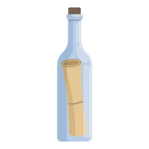 Lettera Bottiglia Icona Vettore Cartone Animato Messaggio Mare Bicchiere Acqua — Vettoriale Stock