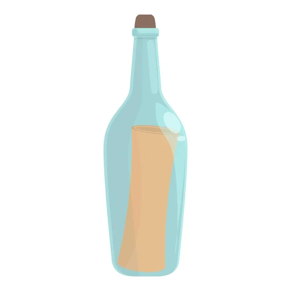 Pesan Botol Ikon Vektor Kartun Kertas Air Anggur Bajak Laut - Stok Vektor