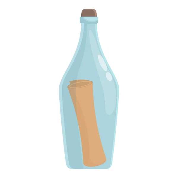 Huruf Kertas Ikon Vektor Kartun Pesan Botol Anggur Bajak Laut - Stok Vektor