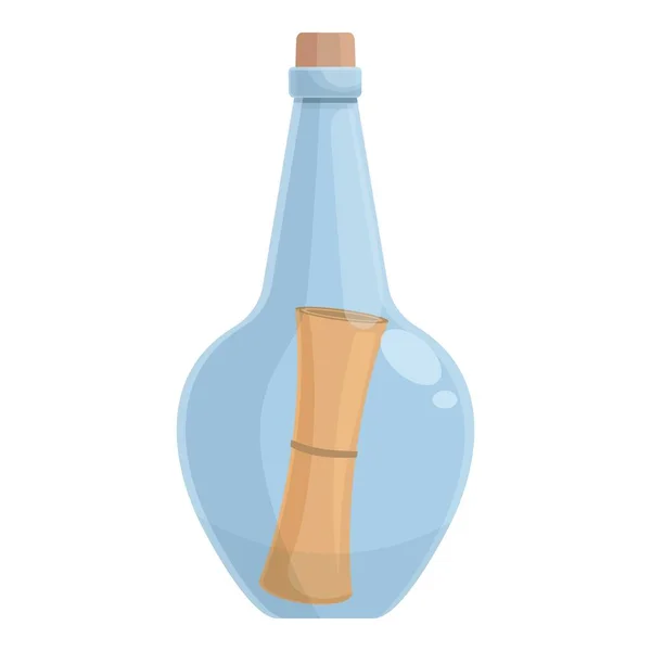 Mar Botella Mensaje Icono Vector Dibujos Animados Vaso Agua Nota — Vector de stock