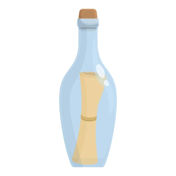 Botella Icono Nota Vector Dibujos Animados Letra Marina Corcho Vidrio — Vector de stock