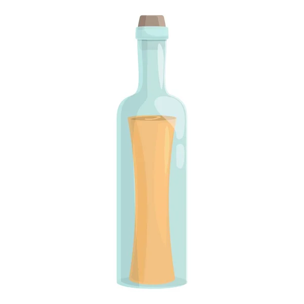 Botella Icono Desplazamiento Vector Dibujos Animados Papel Mar Vidrio Corcho — Vector de stock