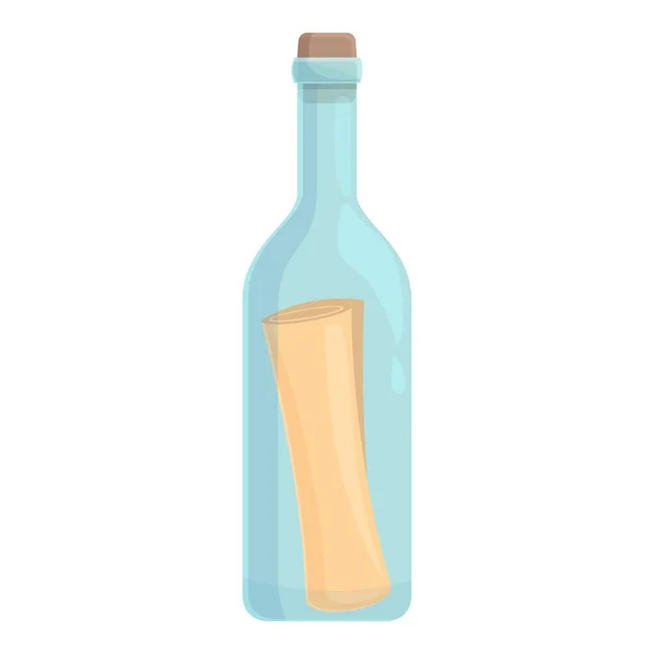 Vino Mensaje Botella Icono Vector Dibujos Animados Mar Agua Vidrio — Archivo Imágenes Vectoriales