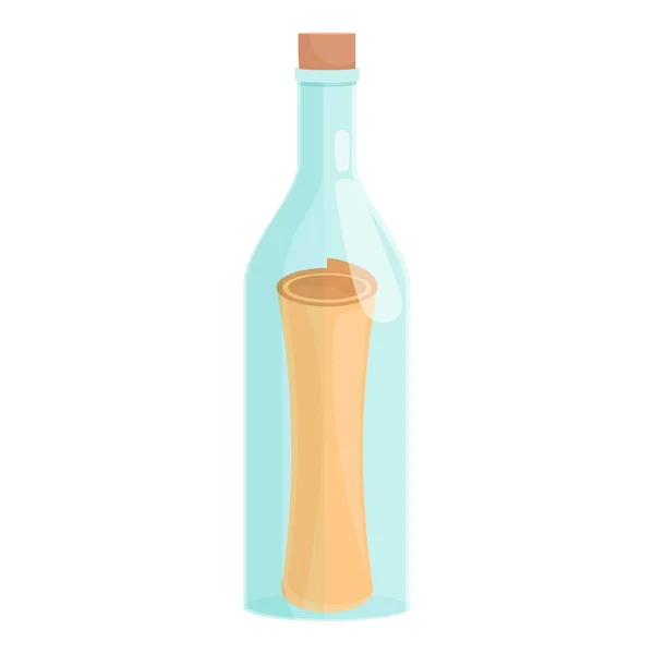 Botella Papel Flotante Icono Vector Dibujos Animados Letra Marina Nota — Archivo Imágenes Vectoriales