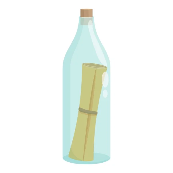 Секретне Повідомлення Значок Пляшки Мультфільму Вектор Морський Лист Паперова Нотатка — стоковий вектор