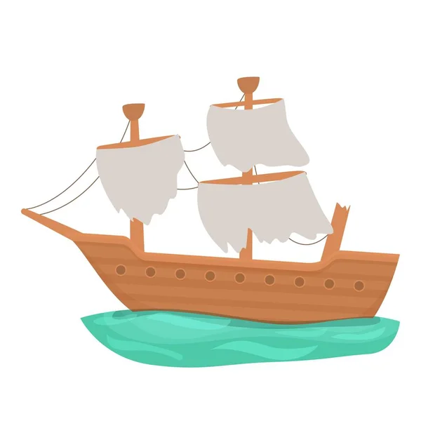 Ícone Navio Vector Cartoon Velho Naufrágio Barco Pirata —  Vetores de Stock