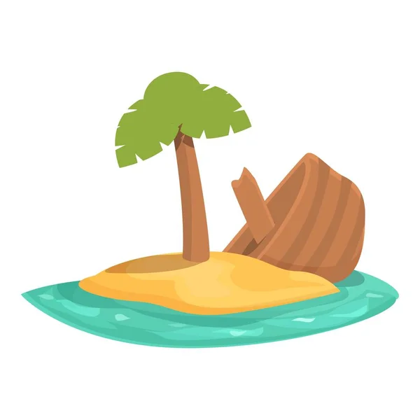 沉船图标动画矢量 老船海洋岛屿 — 图库矢量图片