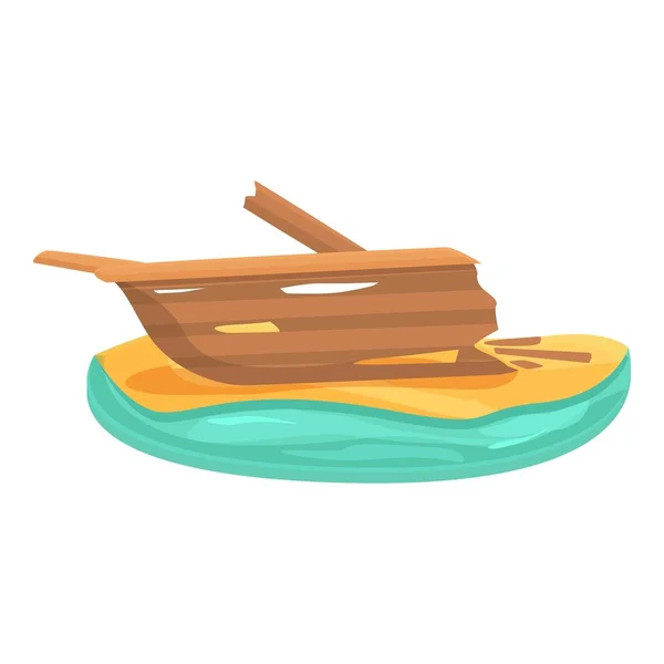 Corvette Shipwreck Icon Cartoon Vector Old Ship Ocean Marine Desert — Stock Vector