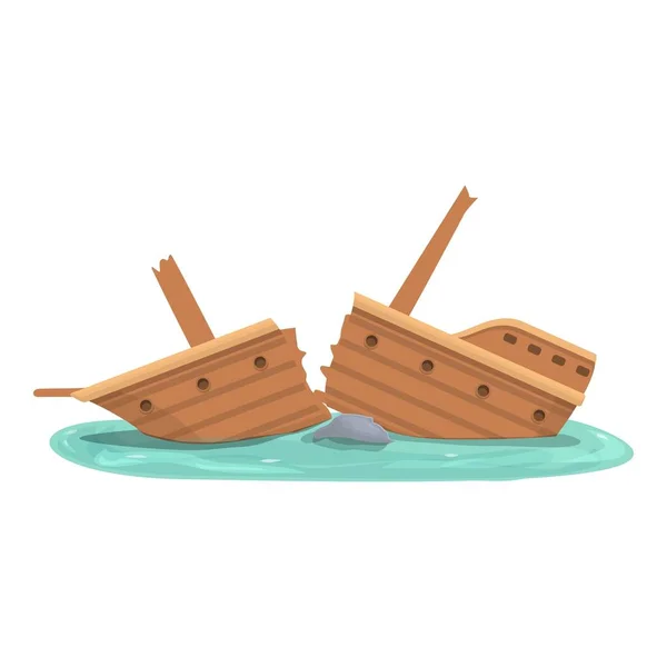 Sea Shipwreck Icon Cartoon Vector Old Ship Ocean Island — Stock Vector