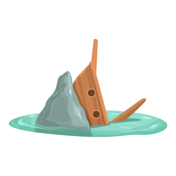 Stone Shipwreck Icon Cartoon Vector Ship Pirate Boat Broken — Stock Vector