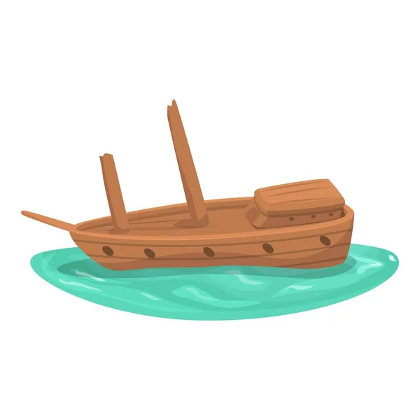 木船失事图标动画矢量 老船海洋沉没 — 图库矢量图片