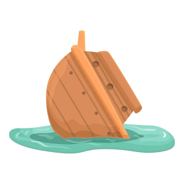 Ola Naufragio Icono Vector Dibujos Animados Viejo Barco Accidente Oceánico — Vector de stock