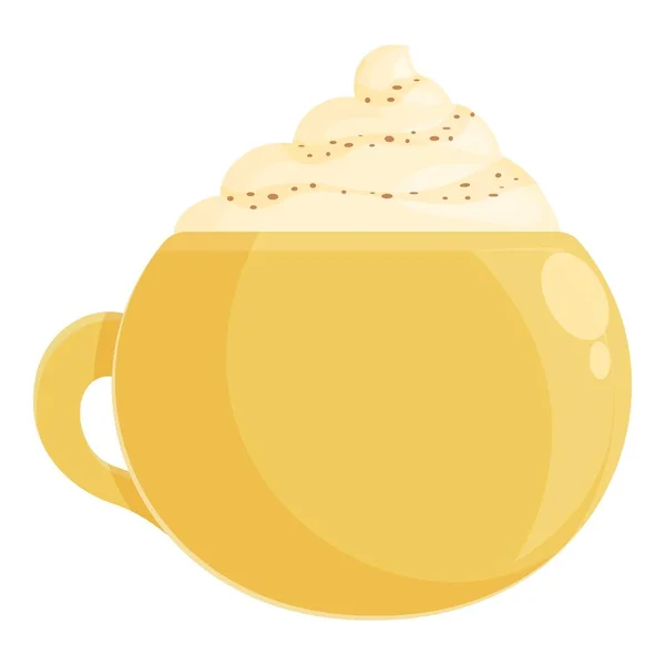 Caffè Zucca Icona Vettore Cartone Animato Latte Speziato Bicchiere — Vettoriale Stock