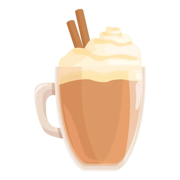 可爱的咖啡杯图标卡通矢量 辣味拿铁喝奶油 — 图库矢量图片
