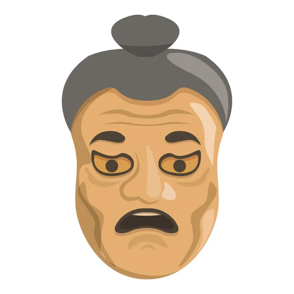 Traditionnel Masque Noh Icône Dessin Animé Vecteur Face Kabuki Monstre — Image vectorielle