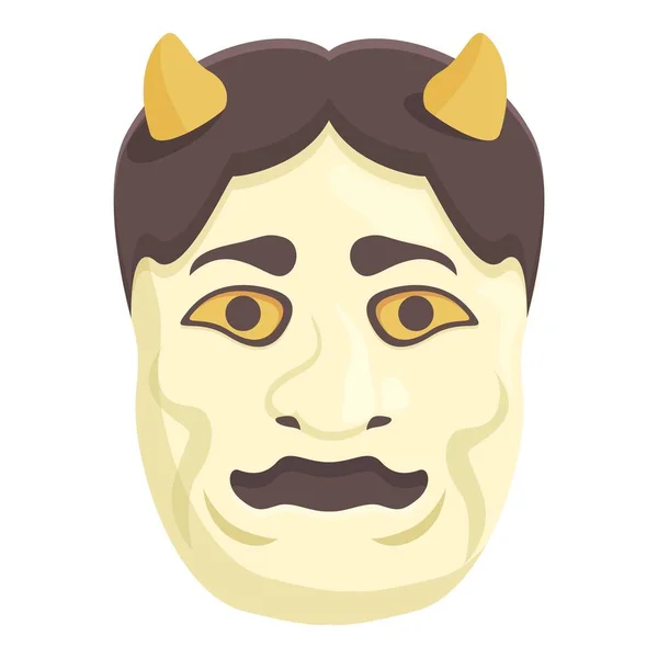 Θυμωμένη Μάσκα Εικονίδιο Διάνυσμα Κινουμένων Σχεδίων Ιαπωνικό Πρόσωπο Ασιάτης Θεός — Διανυσματικό Αρχείο