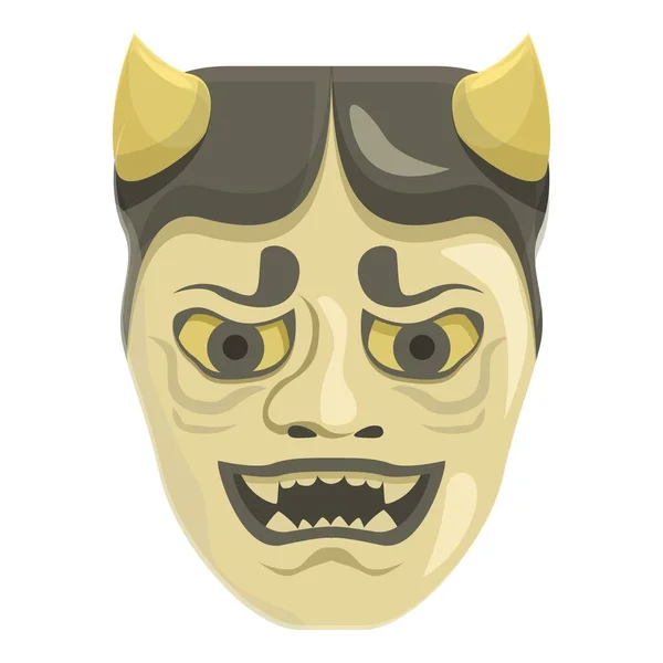 Personaje Japón Máscara Icono Vector Dibujos Animados Cara Dios Enojado — Vector de stock
