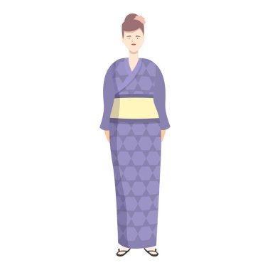 Yukata kimono simgesi karikatür vektörü. Asyalı. Asyalı bayan