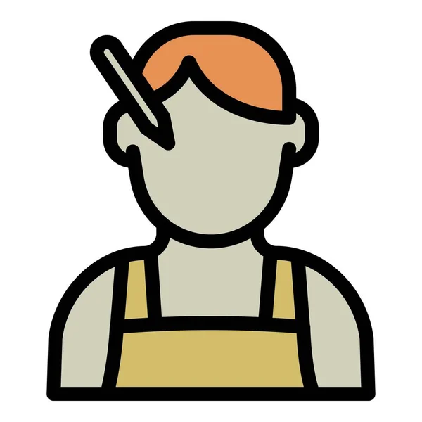 Κάρπεντερ Άνθρωπος Εικονίδιο Διάνυσμα Περίγραμμα Ξύλινο Εργαλείο Σχεδιασμός Εργασίας — Διανυσματικό Αρχείο