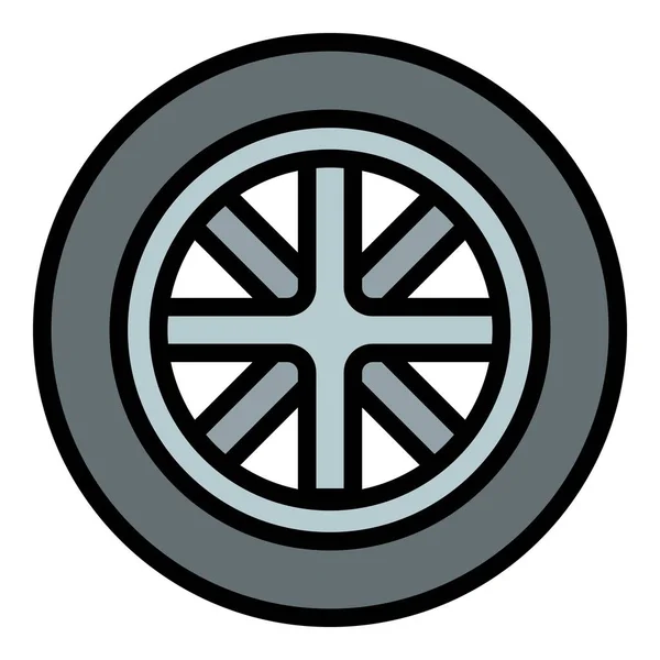 Car Wheel Icon Outline Vector Auto Engine Disc Vehicle — Stock Vector