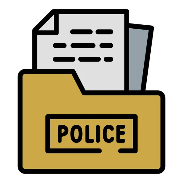 Police Folder Icon Outline Vector Evidence Guard Justice Station — Stock Vector