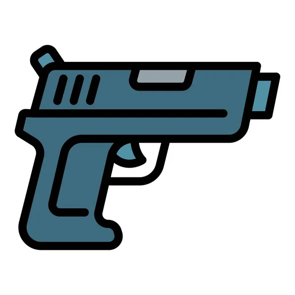 Pistolet Police Icône Contour Vecteur Equipement Policier Puissance Technique — Image vectorielle