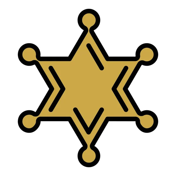 Ícone Emblema Estrela Polícia Vetor Contorno Equipamento Segurança Estação Guarda — Vetor de Stock