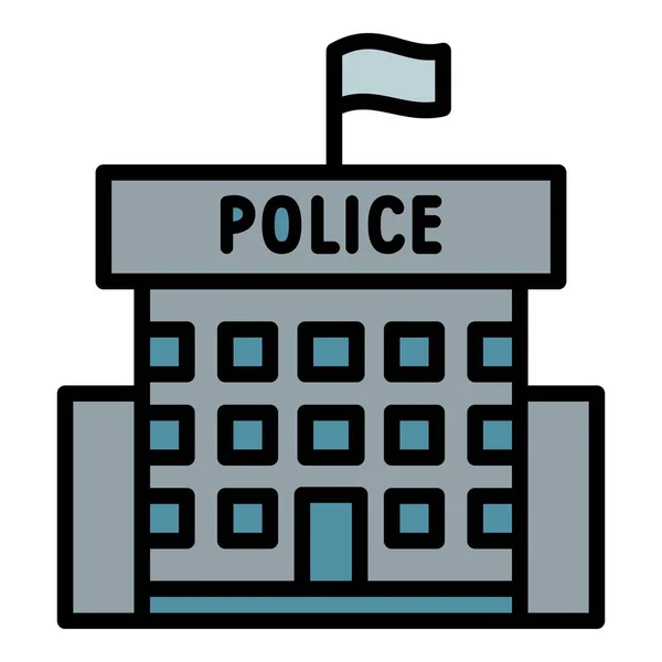 警察大楼图标矢量轮廓 装备犯罪 警卫官 — 图库矢量图片