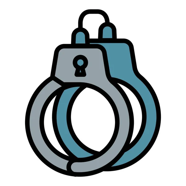 Handcuffs Ícone Contorno Vetor Equipamento Policial Ferramentas Escritório — Vetor de Stock