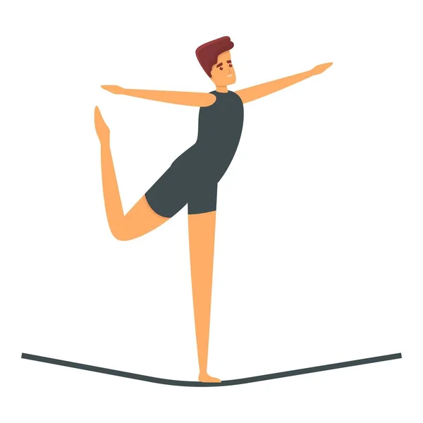 Acrobat Sur Corde Icône Dessin Animé Vecteur Gymnaste Danseur Cirque — Image vectorielle