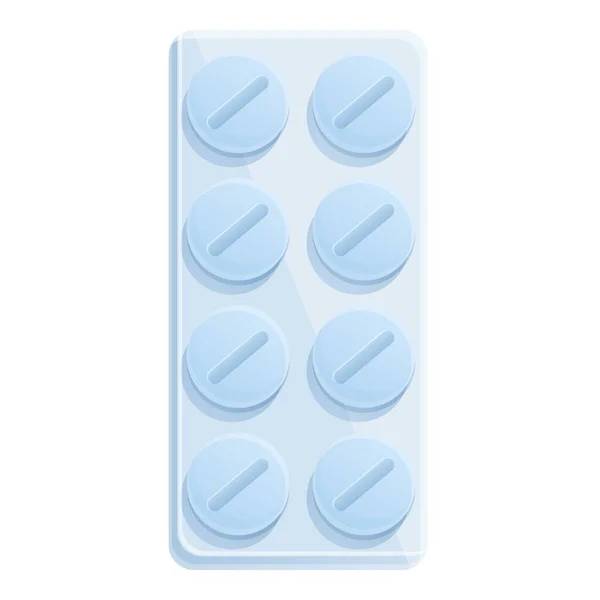 Tonsillitis Tabletta Buborékcsomagolás Ikon Rajzfilm Vektor Köhögő Száj Fájdalomkezelés — Stock Vector