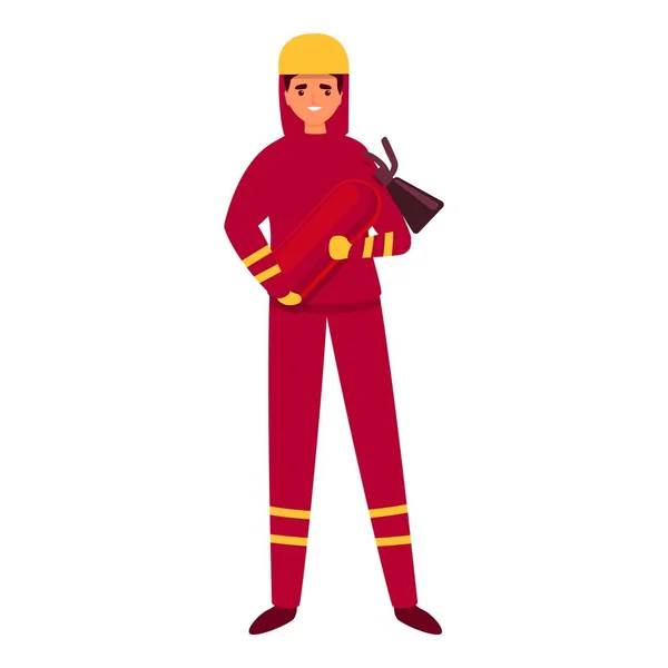 Vettore Cartoni Animati Icona Servizio Vigile Del Fuoco Lavoratrice Pompiere — Vettoriale Stock