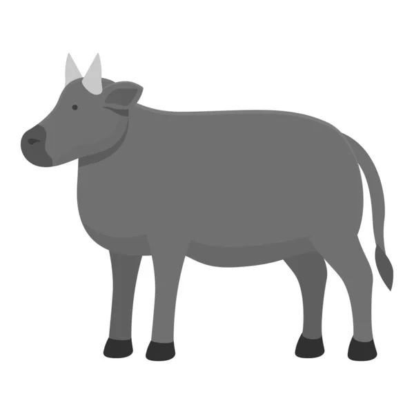 Vetor Desenho Animado Ícone Vaca Cinza Raça Agrícola Carne Bovino — Vetor de Stock