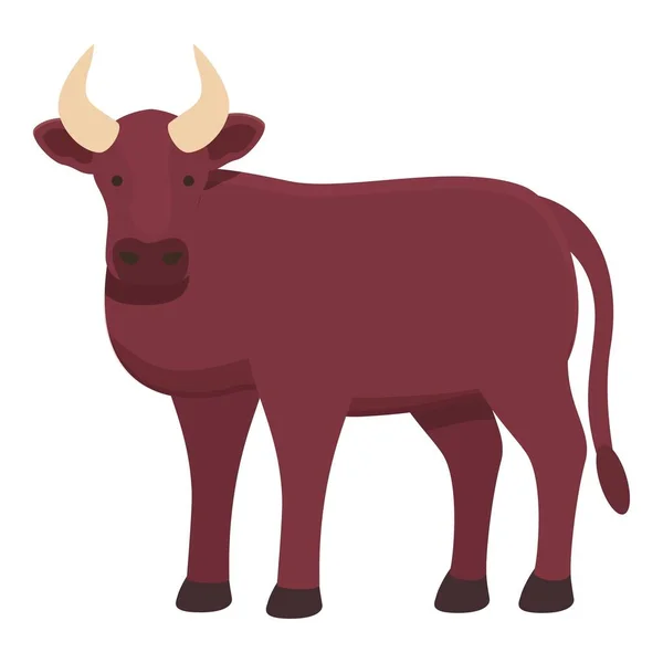 Vector Dibujos Animados Icono Vaca Roja Animal Granja Comer Carne — Archivo Imágenes Vectoriales
