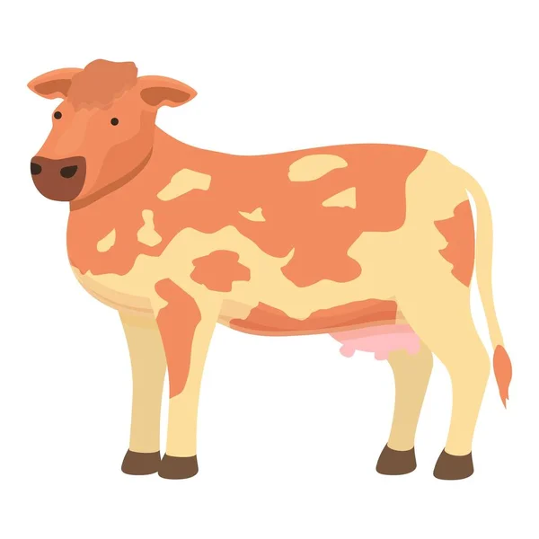 Caminhe Vetor Desenho Animado Ícone Vaca Animal Quinta Coma Grama — Vetor de Stock