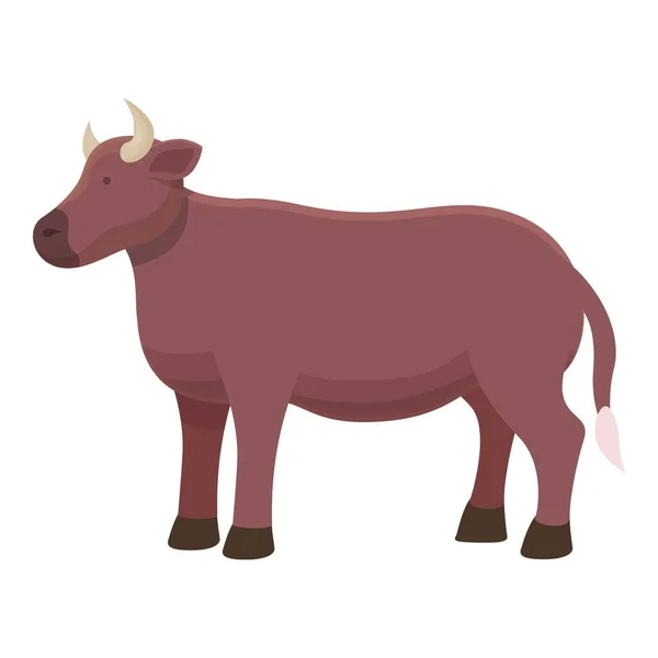 Vector Dibujos Animados Icono Vaca Doméstica Granja Ganadera Come Hierba — Vector de stock