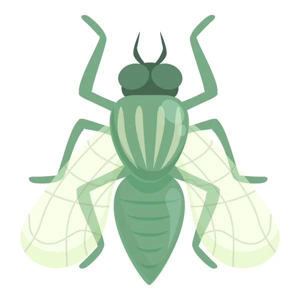 Zelená Tse Fly Ikona Karikatura Vektor Africký Hmyz Příroda Tropická — Stockový vektor