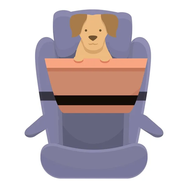 Dog Αυτοκίνητο Κάθισμα Εικονίδιο Κινουμένων Σχεδίων Ζώνη Ταξίδι Κατοικίδιο Διακοπών — Διανυσματικό Αρχείο