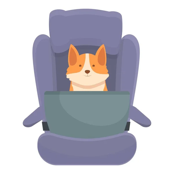 Χαριτωμένο Σκυλί Κάθισμα Εικονίδιο Κινουμένων Σχεδίων Ταξίδι Αυτοκίνητο Όχημα Για — Διανυσματικό Αρχείο