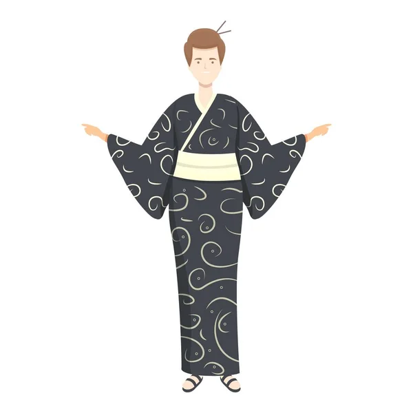 Japan Kimono Ikon Tecknad Vektor Asiatisk Dräkt Bröllopsmode — Stock vektor